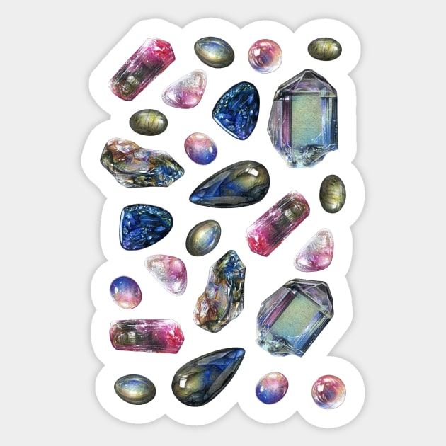 Colorful vibrant gemstones - Crystals splendor Sticker by Dzydaria